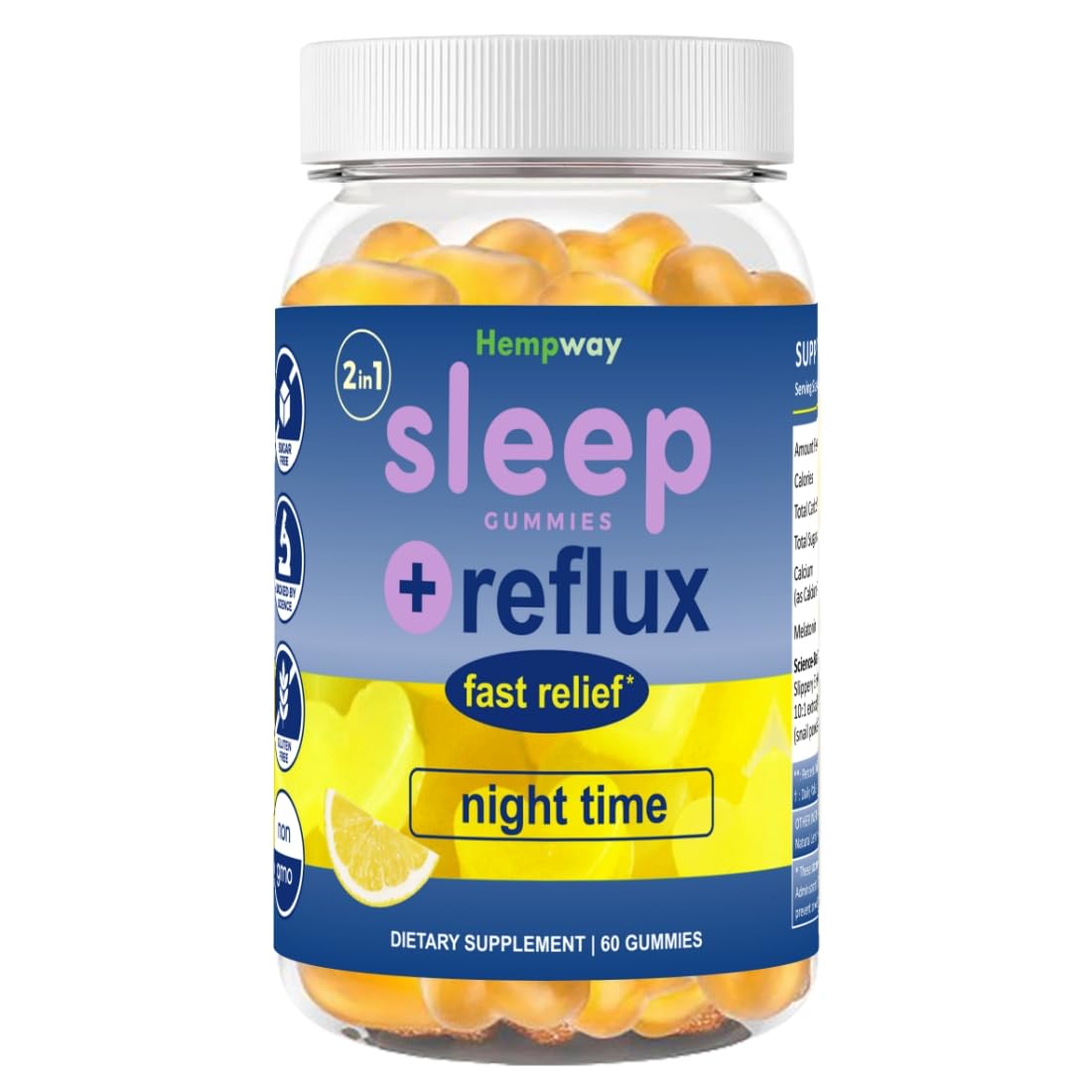 Gélifiés HEMPWAY Antiacides Nuit 60 Gélifiés Citron