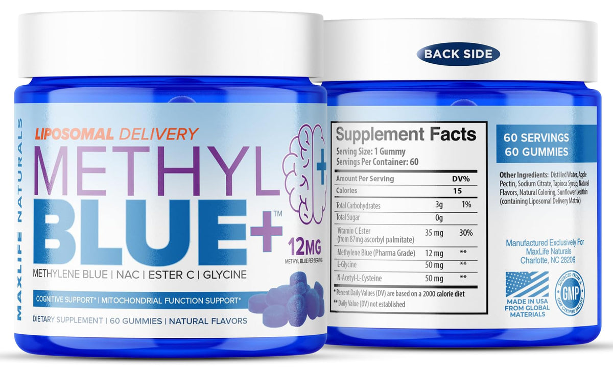Gélifiés liposomaux Methylene Blue MAXLIFE NATURALS, 60 unités en bouteille