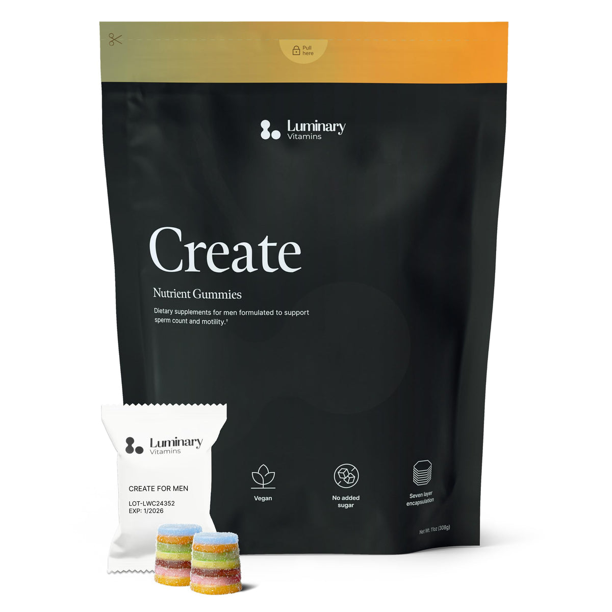 Gélifiés Luminary Vitamins Create pour Hommes, boîte avant
