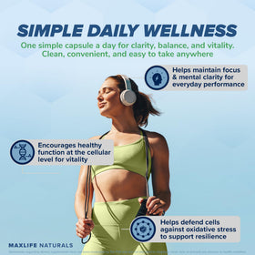 Gélifiés Methylene Blue MAXLIFE NATURALS, emballage et informations nutritionnelles