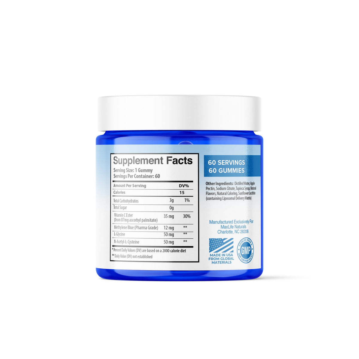 Gélifiés Methylene Blue MAXLIFE NATURALS, vue de dessus avec gélifiés étalés