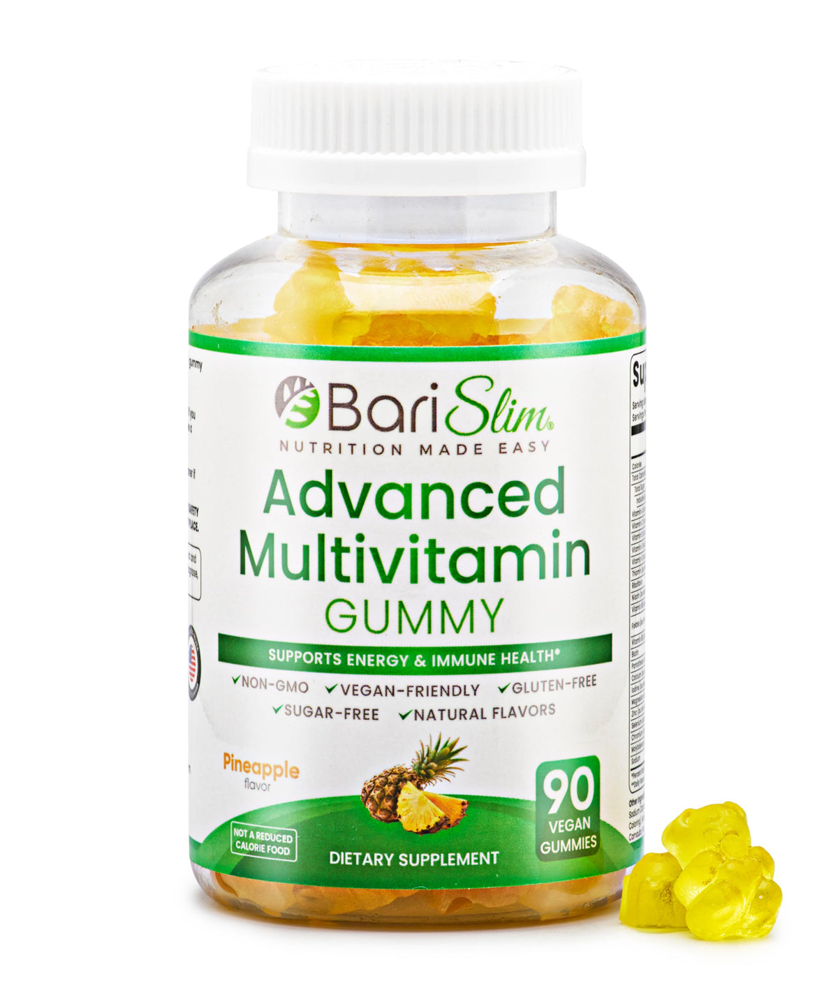 Gélifiés multivitamines BariSlim ananas, vue de face