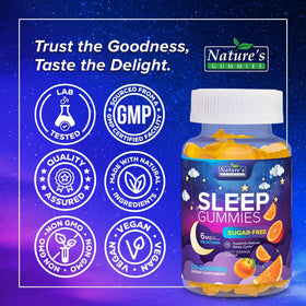 Gélifiés Nature's Gummies sur fond de table, ambiance nocturne