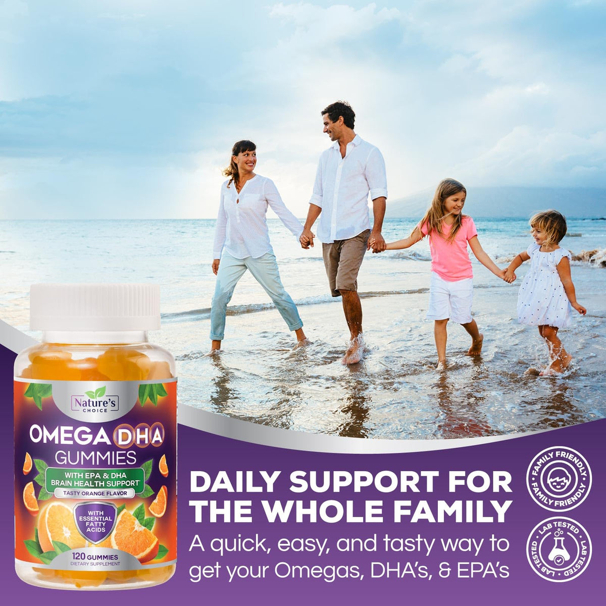 Gélifiés Omega 3 Nature's Choice à côté d'un verre d'eau