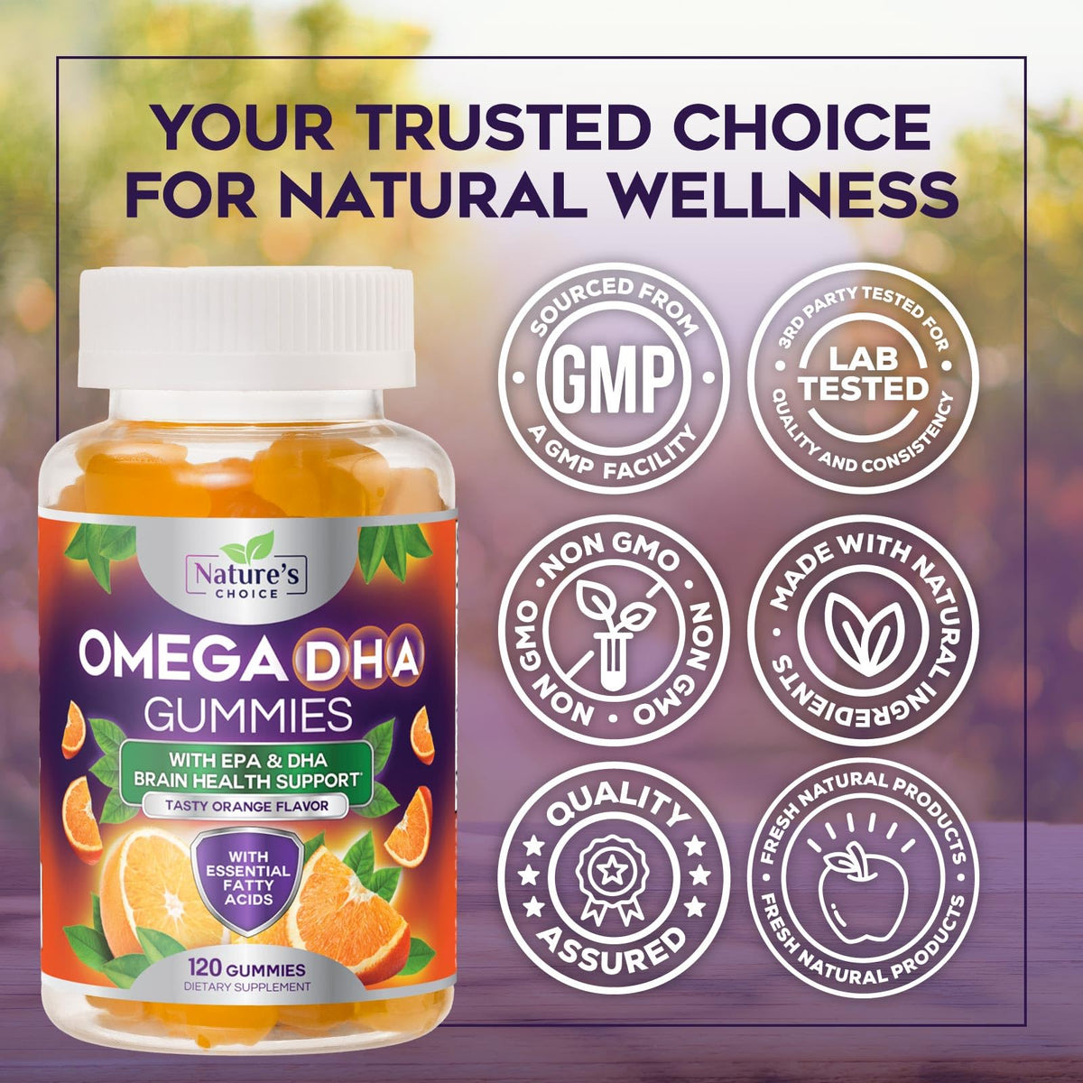 Gélifiés Omega 3 Nature's Choice avec un gros plan sur l'étiquette