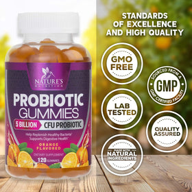Gélifiés probiotiques Nature's Nutrition avec étiquette visible