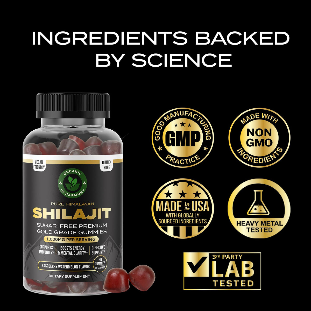 Gélifiés Shilajit Organic In Harmony, texture douce et moelleuse