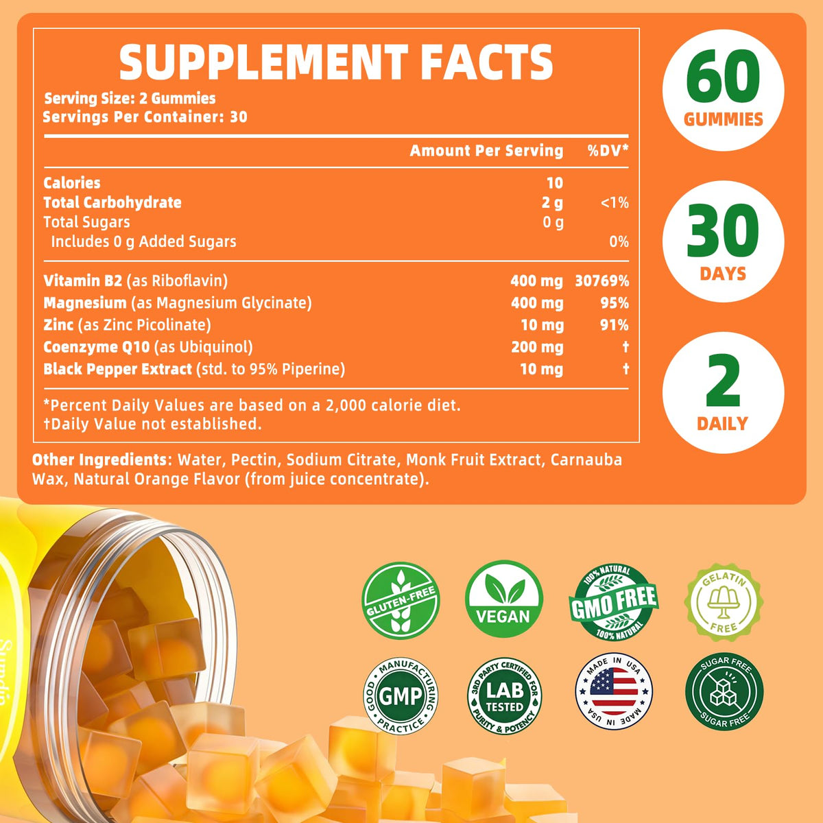 Gélifiés SumDIP B2 sur une table avec fruits