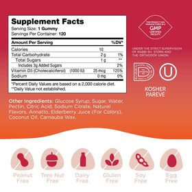 Gélifiés Zahler Vitamine D3 sur une table avec des fruits