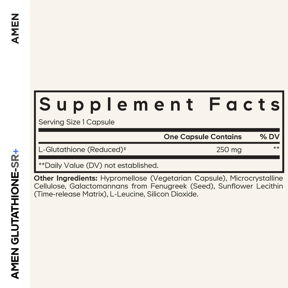 Gélule Amen Glutathione-SR+ sur fond blanc
