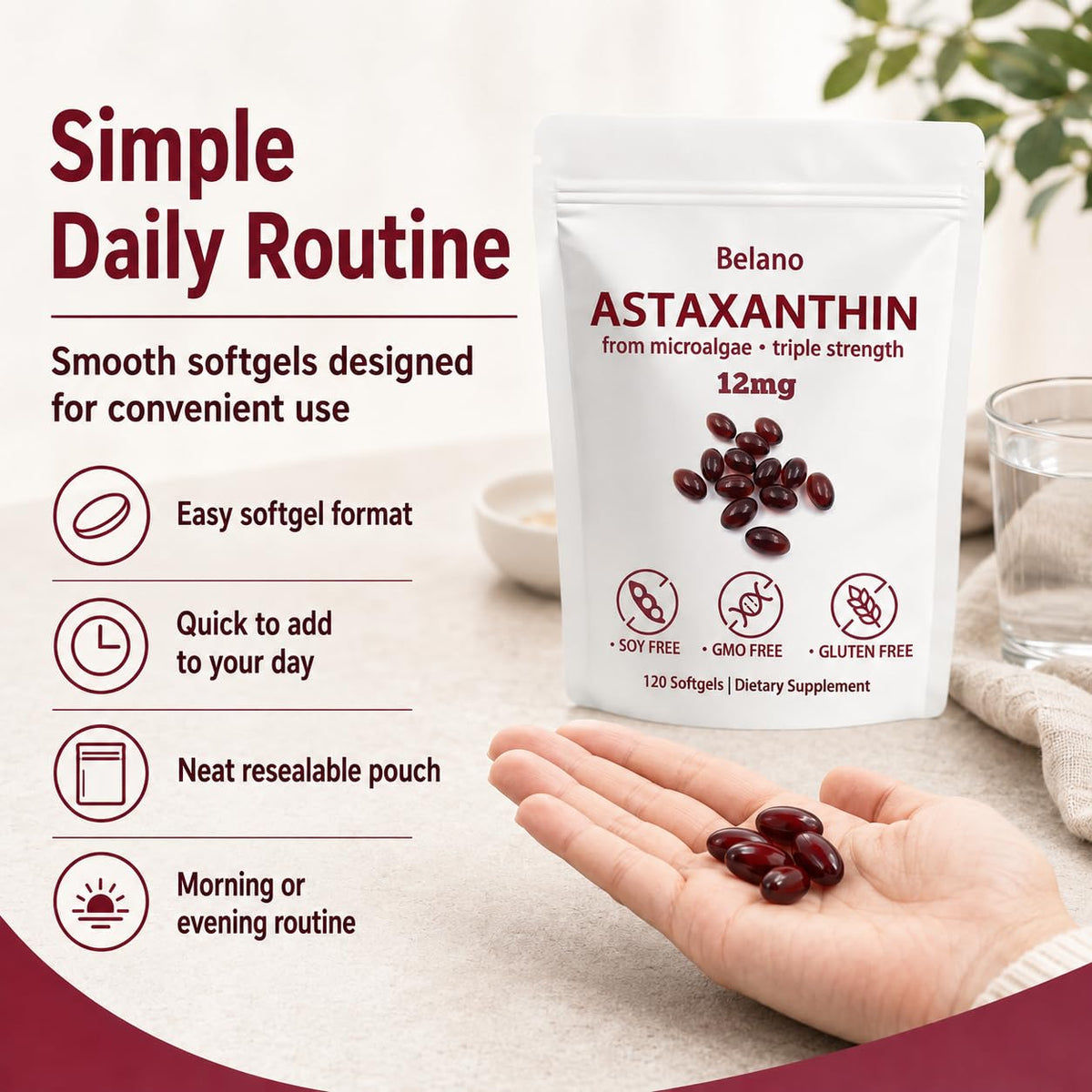 Gélule Belano Astaxanthin vue de près