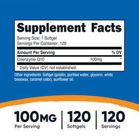 Gélule CoQ10 Nutricost montrant le dosage de 100mg
