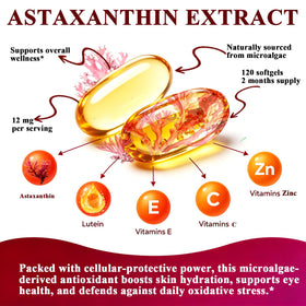 Gélule d'astaxanthine AMENQ hHEALTH montrant la taille et la forme