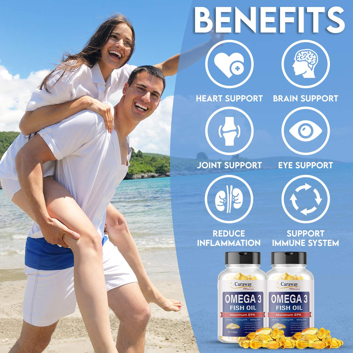 Gélule d'huile de poisson Omega 3 Caraway Vitamins