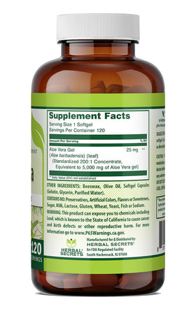Gélule de Aloe Vera 25 mg Herbal Secrets vue de près