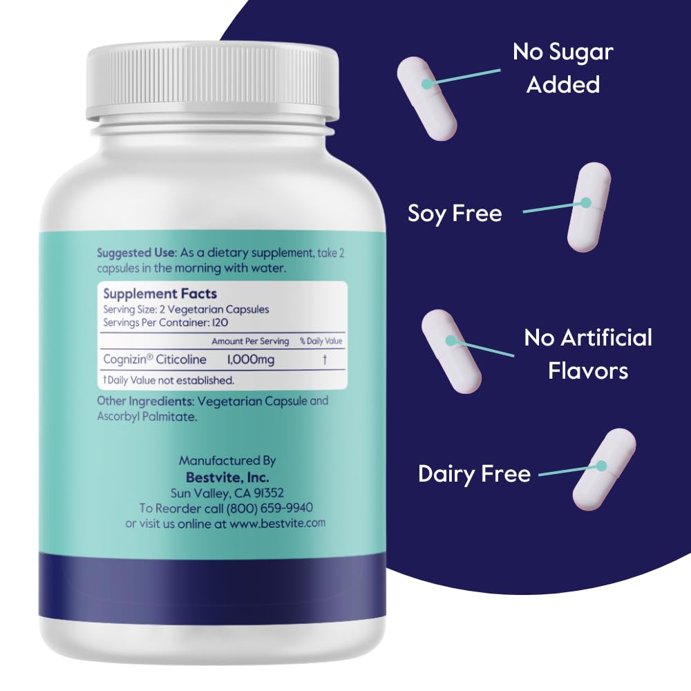 Gélule de BESTVITE Cognizin Citicoline 500mg, format de 500mg