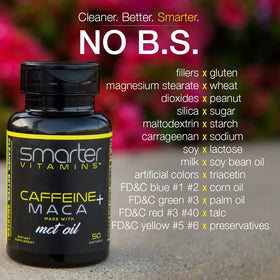 Gélule de caféine 200mg de SmarterVitamins sur fond blanc