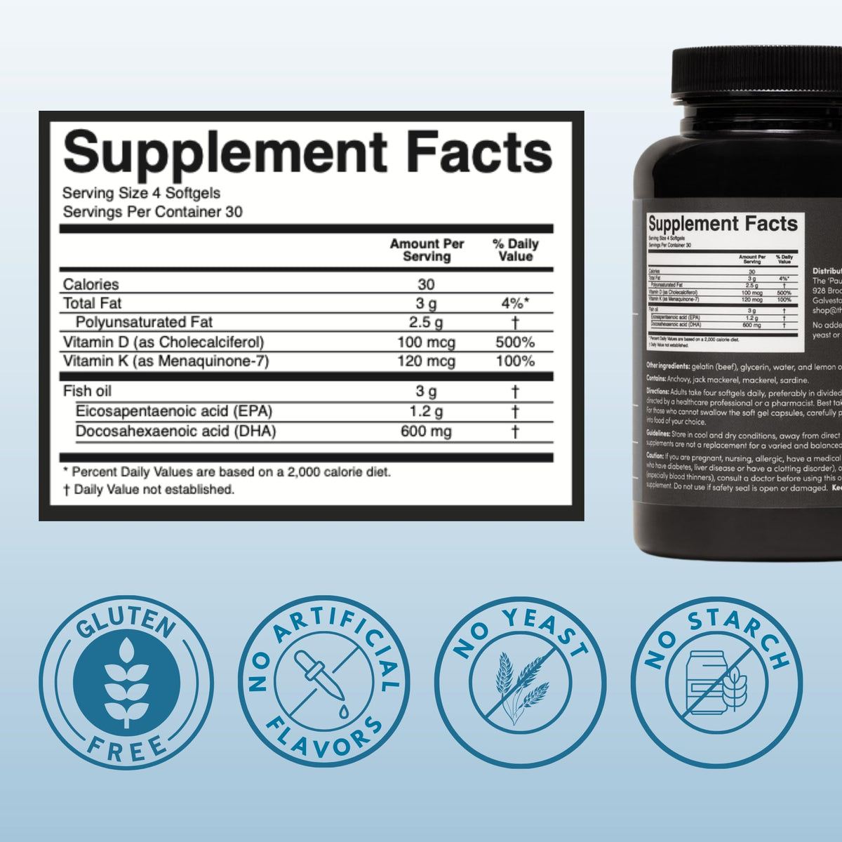 Gélule de complément alimentaire Omega 3, Vitamine D3 et K2 de The 'Pause Life
