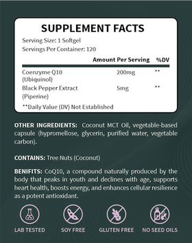 Gélule de CoQ10 Ubiquinol ouverte montrant la taille