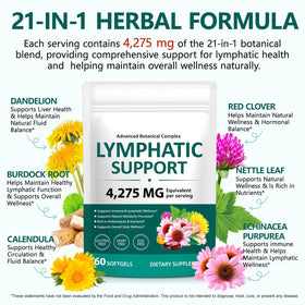 Gélule de drainage lymphatique avec mélange d'herbes, vue rapprochée