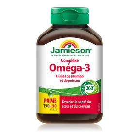 Gélule de Jamieson Omega-3 1 000 mg sur fond blanc