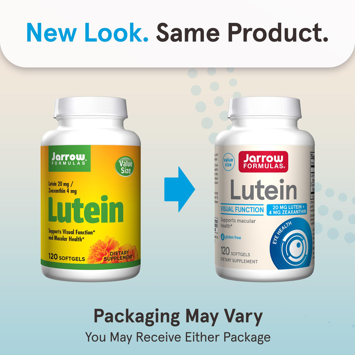 Gélule de Jarrow Lutein 20 mg sur une surface blanche