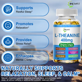 Gélule de JINGYAT L-Theanine 400 mg sur fond blanc