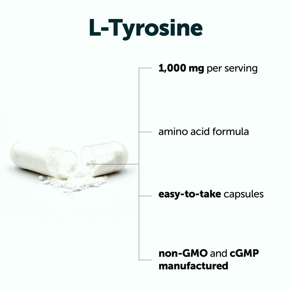 Gélule de L-Tyrosine Micro Ingredients sur fond blanc