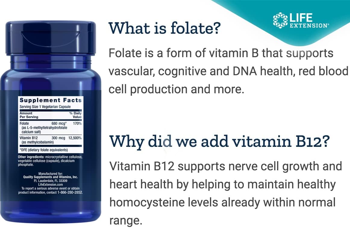 Gélule de Life Extension Folate BioActif et Vitamine B12 ouverte montrant le contenu