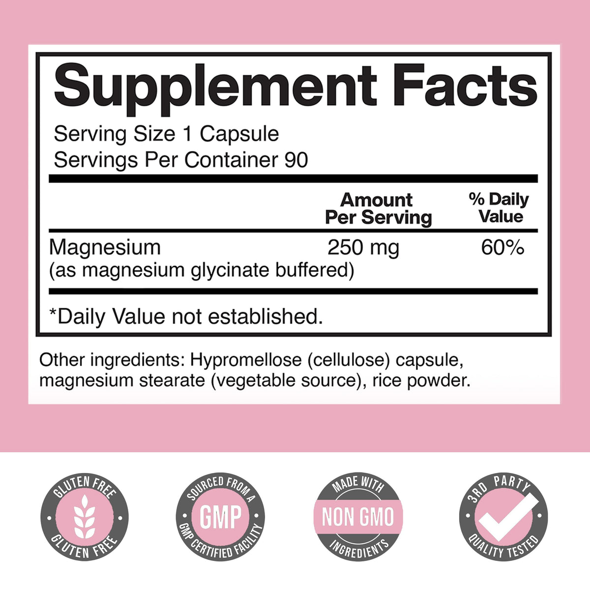 Gélule de Magnésium Glycinate 250mg, vue de près