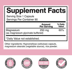 Gélule de Magnésium Glycinate 250mg, vue de près