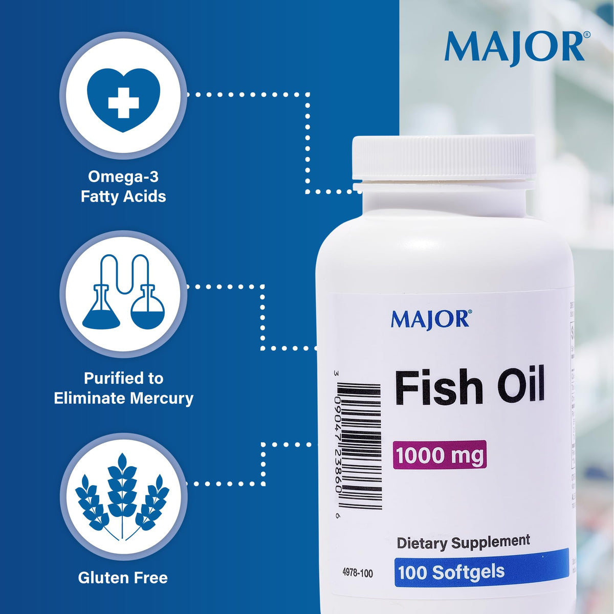 Gélule de MAJOR Omega-3 Huile de Poisson en gros plan