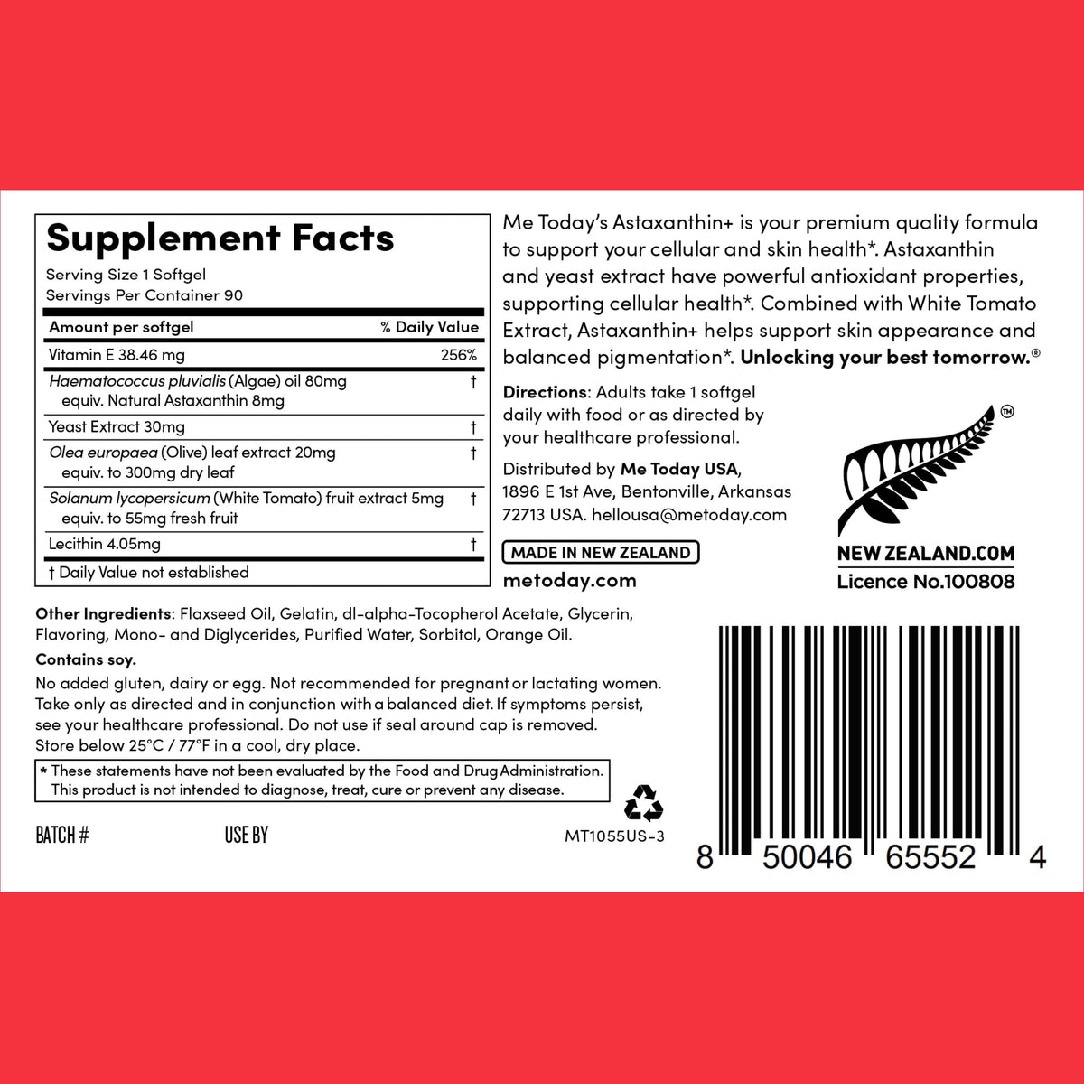 Gélule de me today Complex Astaxanthin 8mg sur une surface blanche