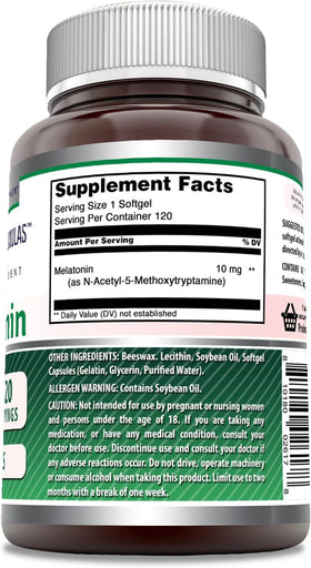 Gélule de Melatonine 10 mg d'Amazing Nutrition sur fond blanc