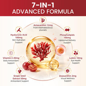Gélule de Mulittea Astaxanthin avec acide hyaluronique et lutéine
