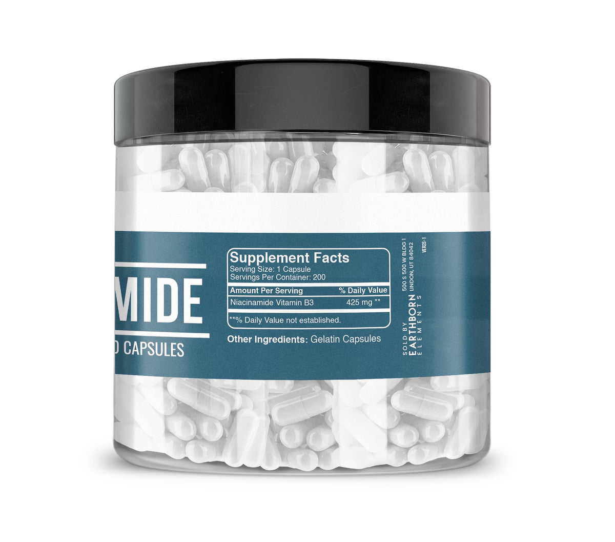 Gélule de Niacinamide d'Earthborn Elements montrant sa pureté