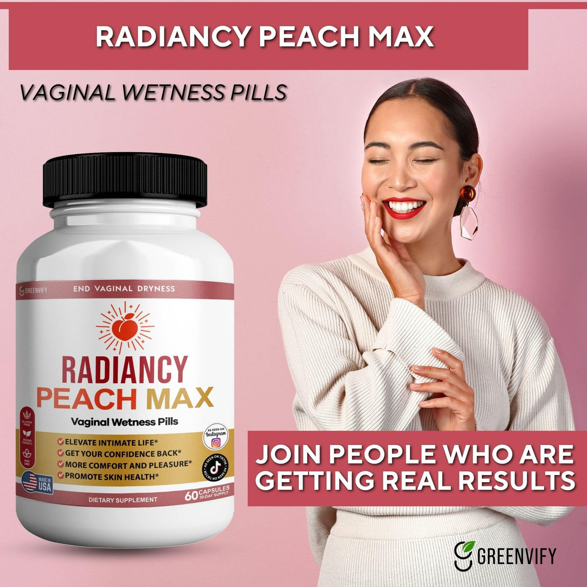 Gélule de Radiancy Peach Max avec vue rapprochée