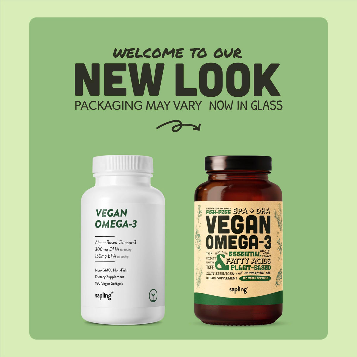 Gélule de Sapling Omega 3 Végétal sur fond blanc