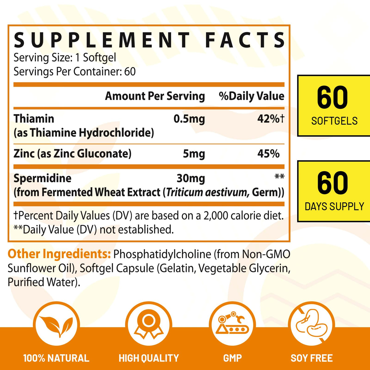 Gélule de spermidine 30mg CORPORALIGHT sur fond blanc