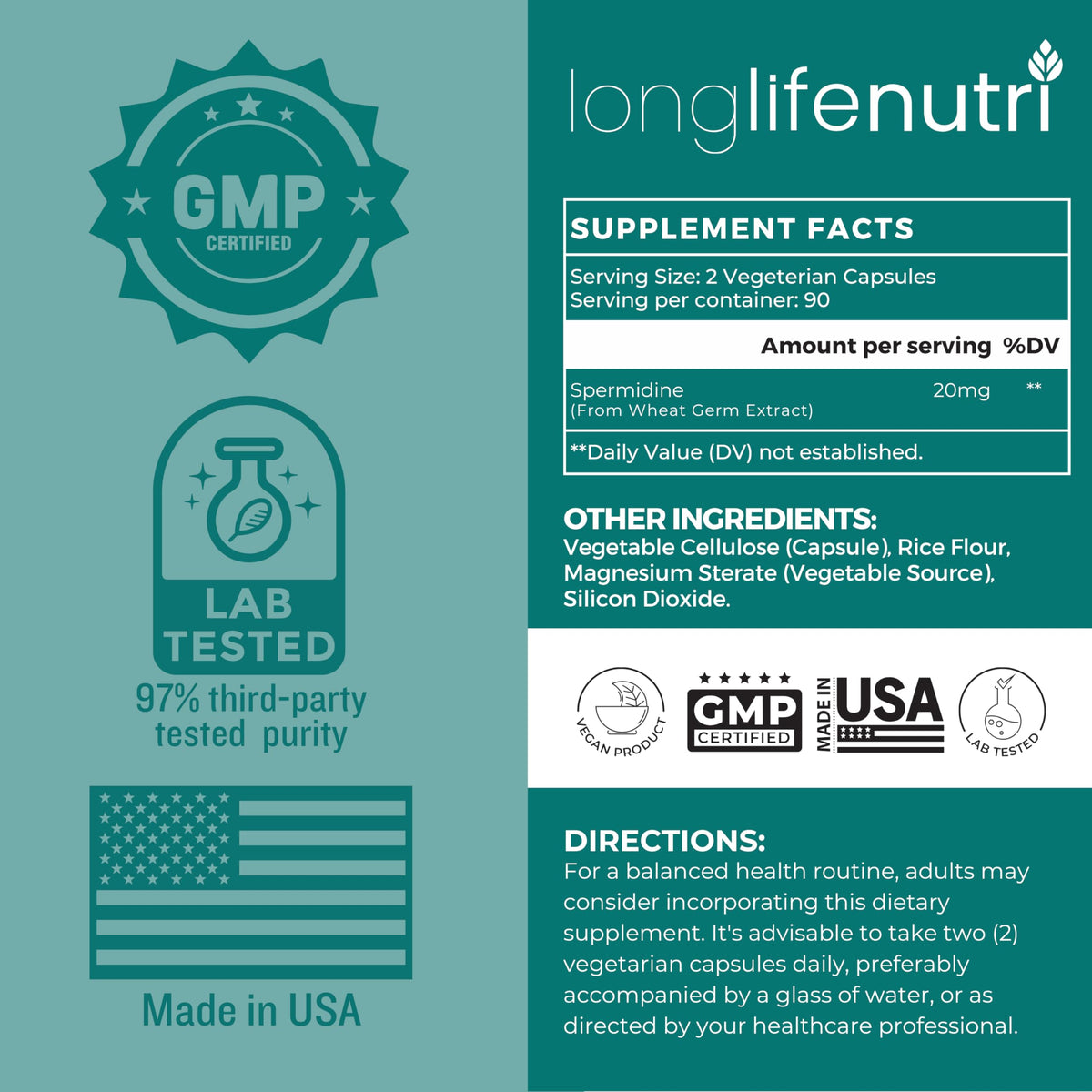 Gélule de Spermidine LongLifeNutri sur une table