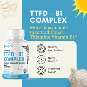 Gélule de Thiamine B1 Nature's Fusions sur fond blanc