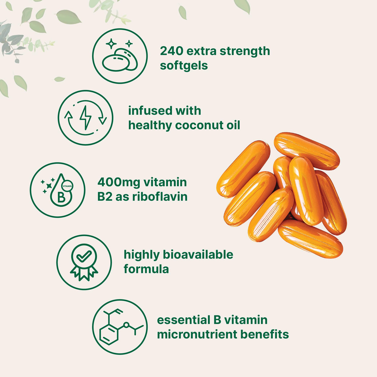 Gélule de Vitamine B2 Micro Ingredients sur fond blanc