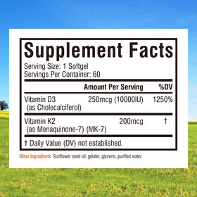 Gélule de vitamine D3 K2 Innate Vitality sur fond blanc