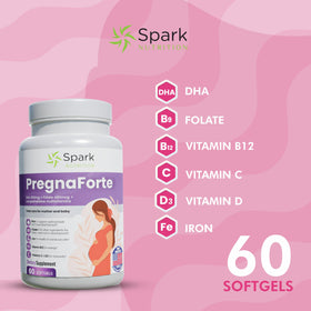 Gélule de vitamine prénatale Spark Nutrition vue de près
