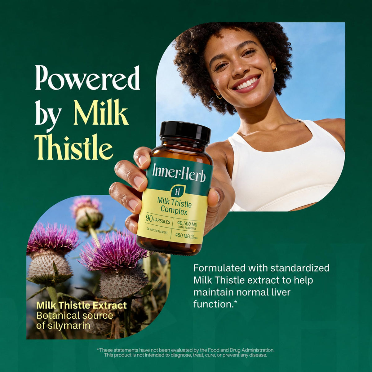 Gélule InnerHerb Complexe Chardon-Marie montrant la taille et la forme