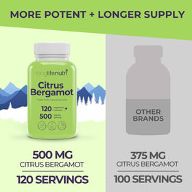 Gélule LongLifeNutri Extrait de Bergamote Citron 500mg vue de près