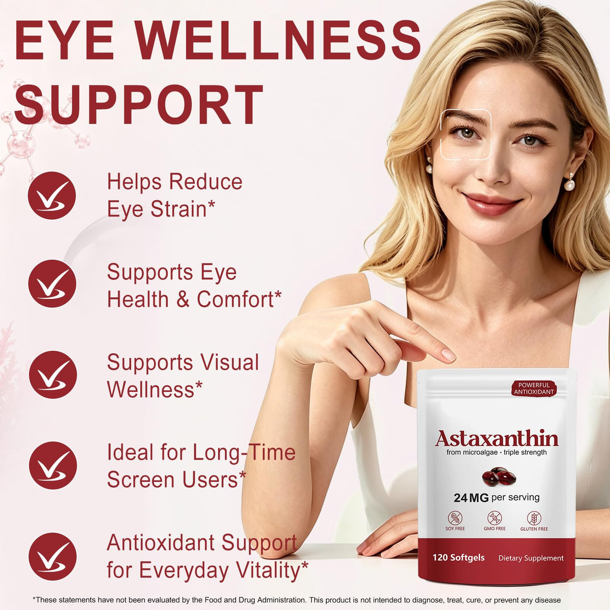 Gélule LTQXGT Astaxanthin 24mg dans la main