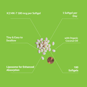 Gélule mini UpNourish Vitamine K2 MK7 sur une surface blanche