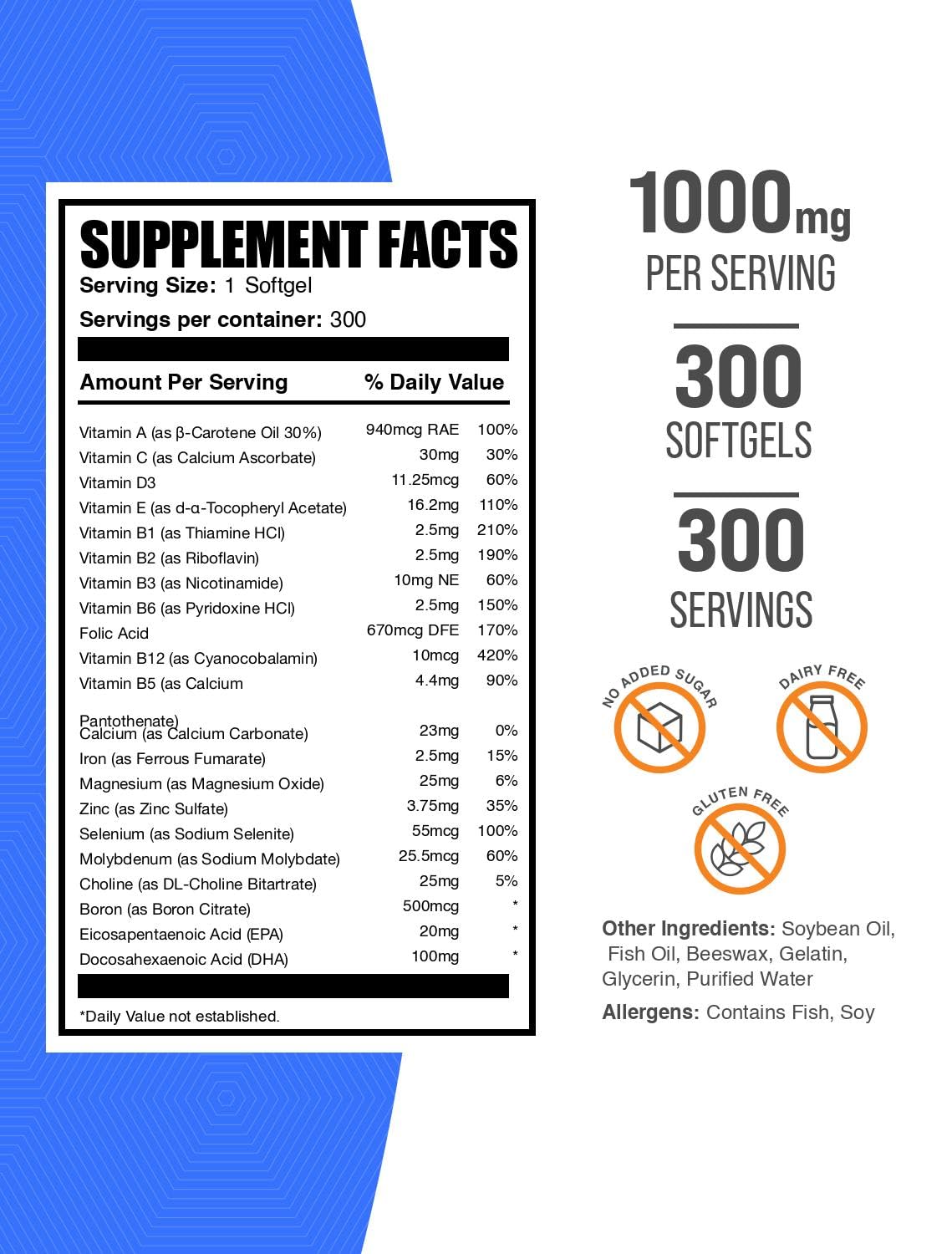 Gélule molle BulkSupplements Multivitamine pour Hommes, gros plan sur la texture