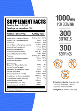 Gélule molle BulkSupplements Multivitamine pour Hommes, gros plan sur la texture